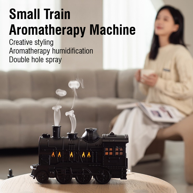 Air Conditioners - レトロスタイルデスクトップアロマセラピーマシン煙リング小型電車デザイン加湿器デュアルスプレー濃霧フレグランスギフト