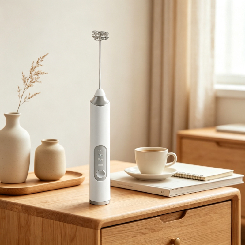 Electric Milk Frother Handheld - ハンドヘルド電動ミルク泡立て器 交換用ヘッド2個+304ステンレス鋼製泡立て器 簡単洗浄 コーヒー＆クリーム用フォームメーカー、耐久性あり