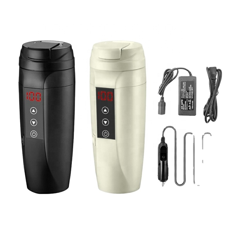 Electric Kettle Temperature Control - スマートトラベルカーマグ 304ステンレス鋼製 水加熱カップ 12V/24V 電気温度調節ケトル