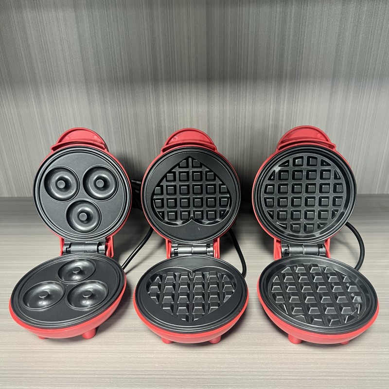 Mini Waffle Maker Machine - 多機能ミニハート型ワッフルメーカー両面加熱朝食トースター、ポータブルベーキングマシン家族パーティー用