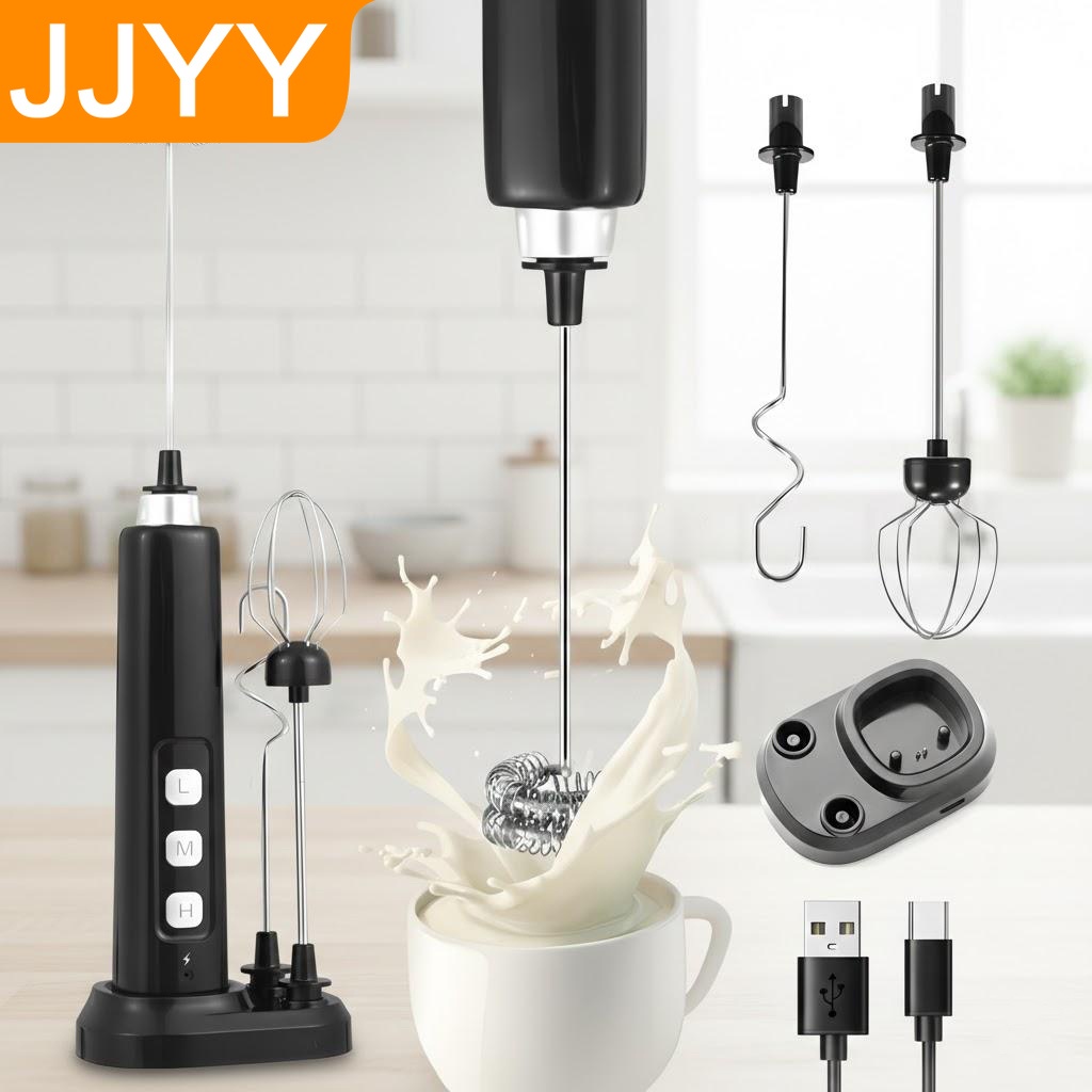 Portable Blender Usb Rechargeable - USB充電式ハンドヘルドミルクフォーマー、3段階速度調整付きミニ電動ミキサー、泡立て・製菓ツール、多機能アタッチメント