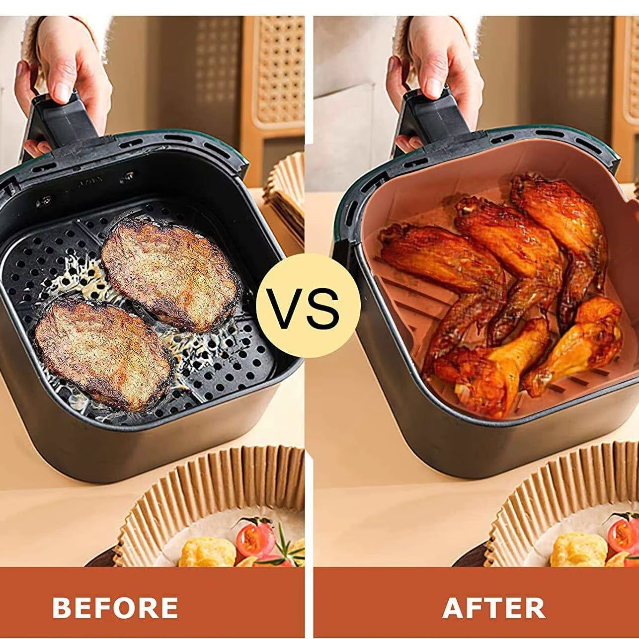 ノンスティック8.2インチエアフライヤーシリコンライナー、ス - Air Fryer Silicone Pot Liner のレビューと価格