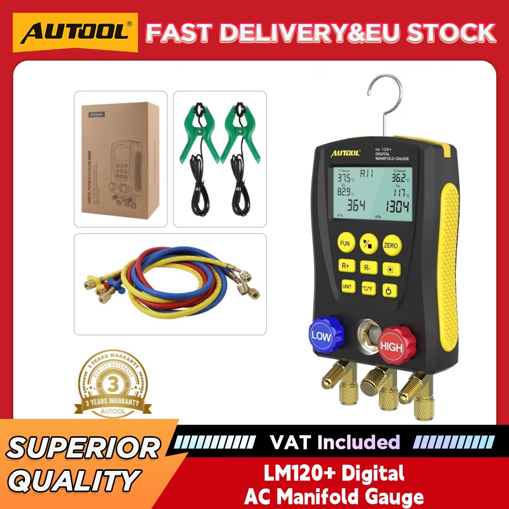 AUTOOL LM120+ デジタルACマニホールドゲージ、 - Air Conditioners のレビューと価格