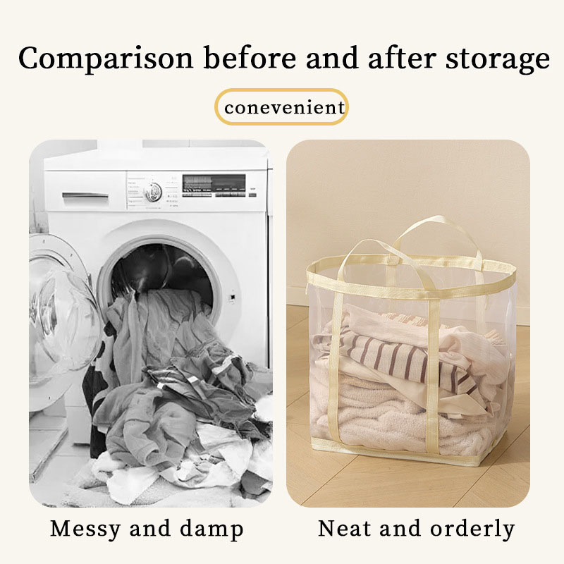メッシュランドリーバスケットナイロンハンドル付き通気性折りた - Laundry のレビューと価格