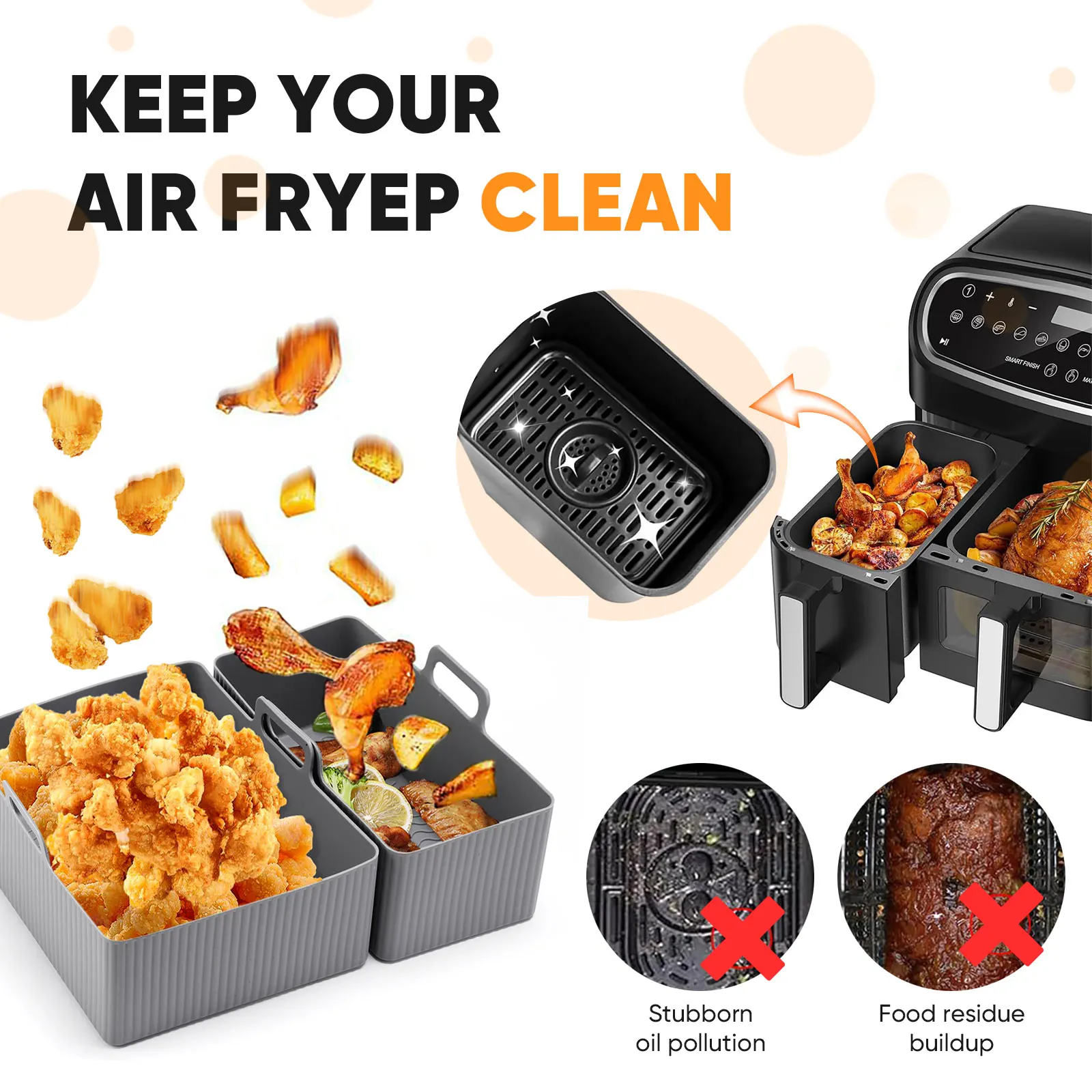 2個セット シリコン製エアフライヤーマット エアフライヤー用 - Air Fryer Silicone Pot Liner のレビューと価格