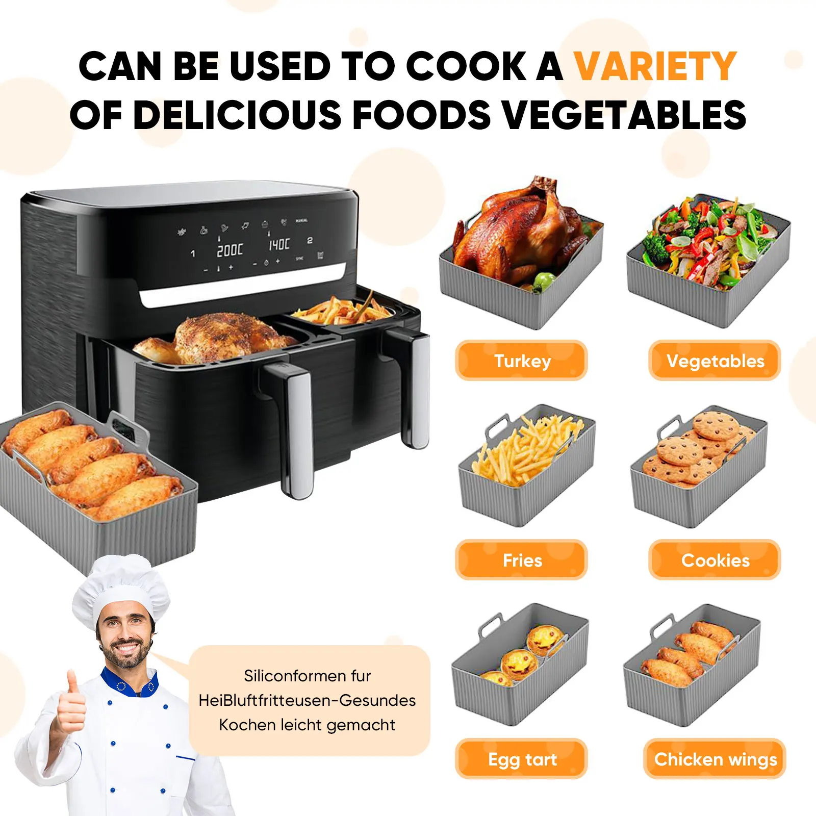 2個セット シリコン製エアフライヤーマット エアフライヤー用 - Air Fryer Silicone Pot Liner のレビューと価格